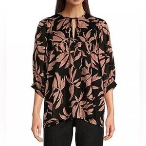 NWT J.Marie Talia Puff Sleeve Tunic Leaf Print Size XL